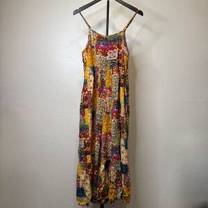 Natural Life Zoe Wide Leg Jumpsuit Floral Patchwork Adjustable Strap Size Small